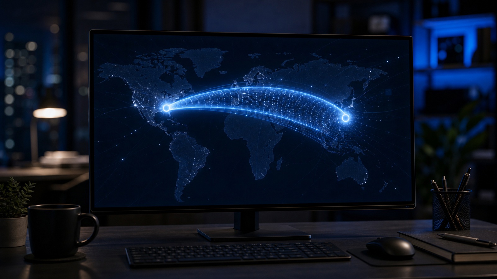 Remote worker connected through business VPN — figure 1